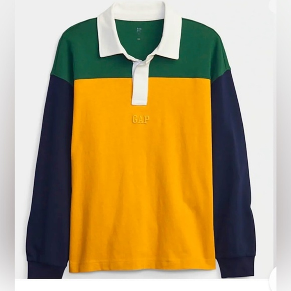 Gap Kids Logo Rugby Polo Shirt, Yellow Multicolor Size XSmall (4-5)